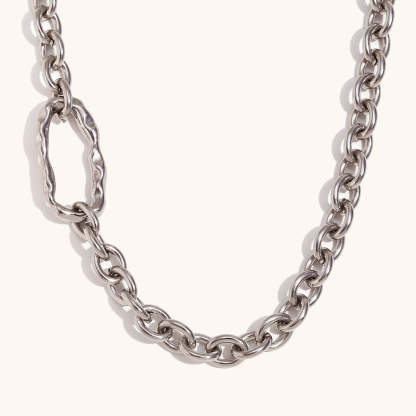 Silver Minimalist Retro Classic Thick Chain 18k Vermeil/White Gold Plated Necklace Jewelry  | Mix Mix Style-Mix MIx Style