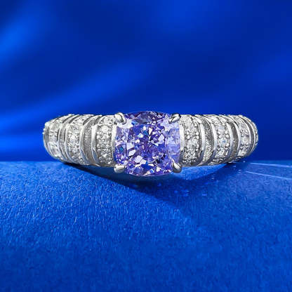 Mujing Jewelry's new purple high carbon diamond ring full body s925 inlaid 6*6 European and American style light luxury women's ring-Mix MIx Style