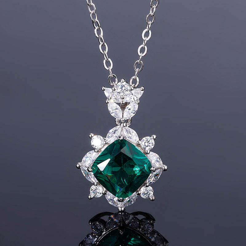 New S925 silver jewelry simulated colorful treasure square simple daily style suit for women 9*9-7*7-Mix MIx Style