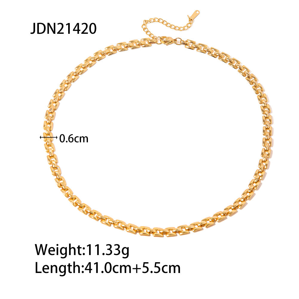 Chain Classic Elegant Luxury 18k Gold Plated Necklace & Bracelet  Jewelry Set | Mix Mix Style-Mix MIx Style