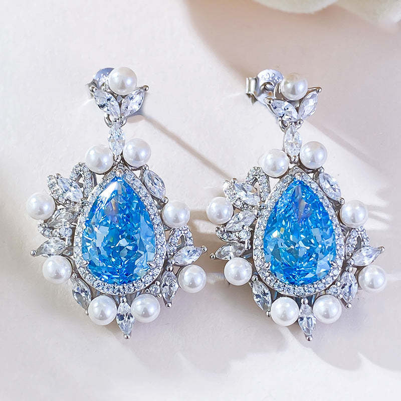 Pear Shape Sapphire Drop Moissanite Diamond 3ct Earrings [Hot Selling]-Mix MIx Style