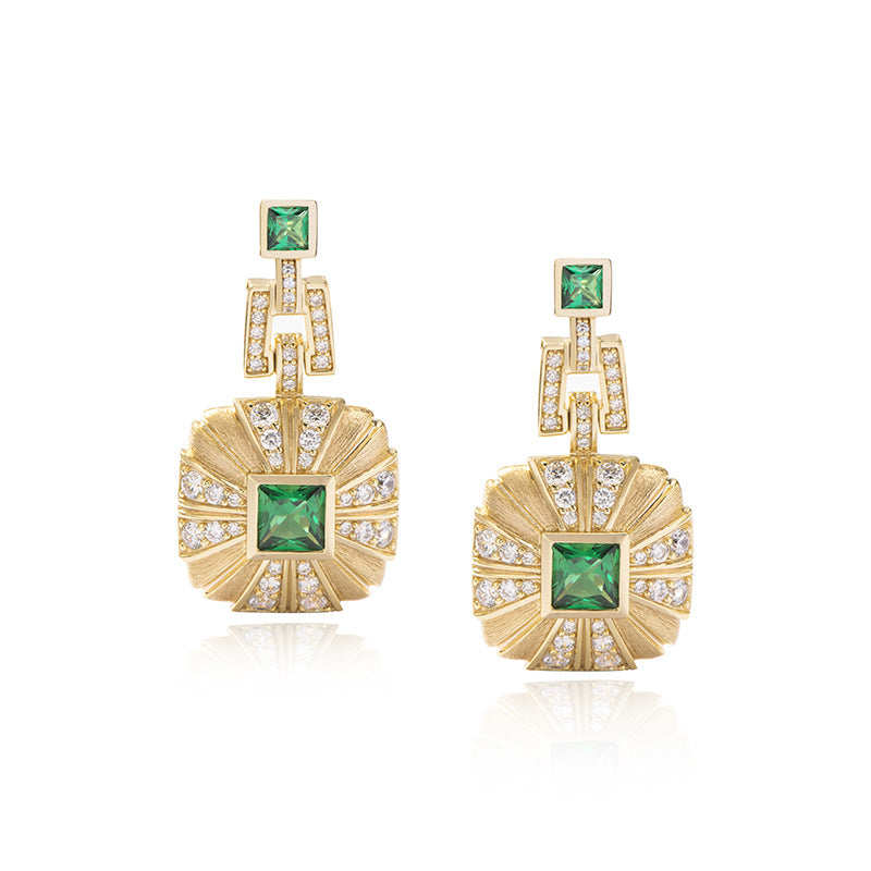 18K Gold Vintage Emerald Earrings-Mix MIx Style