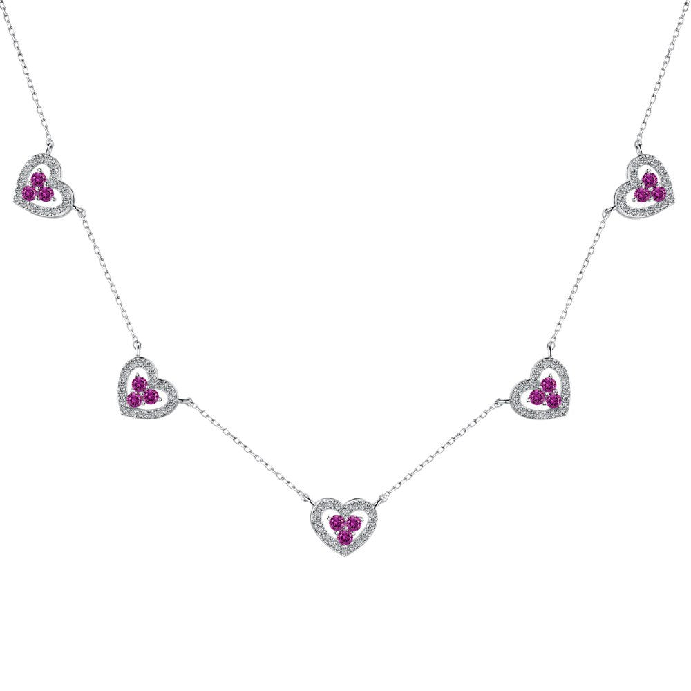 Linlang S925 sterling silver rainbow love necklace women's color zircon hollow design heart-shaped pendant clavicle chain wholesale-Mix MIx Style
