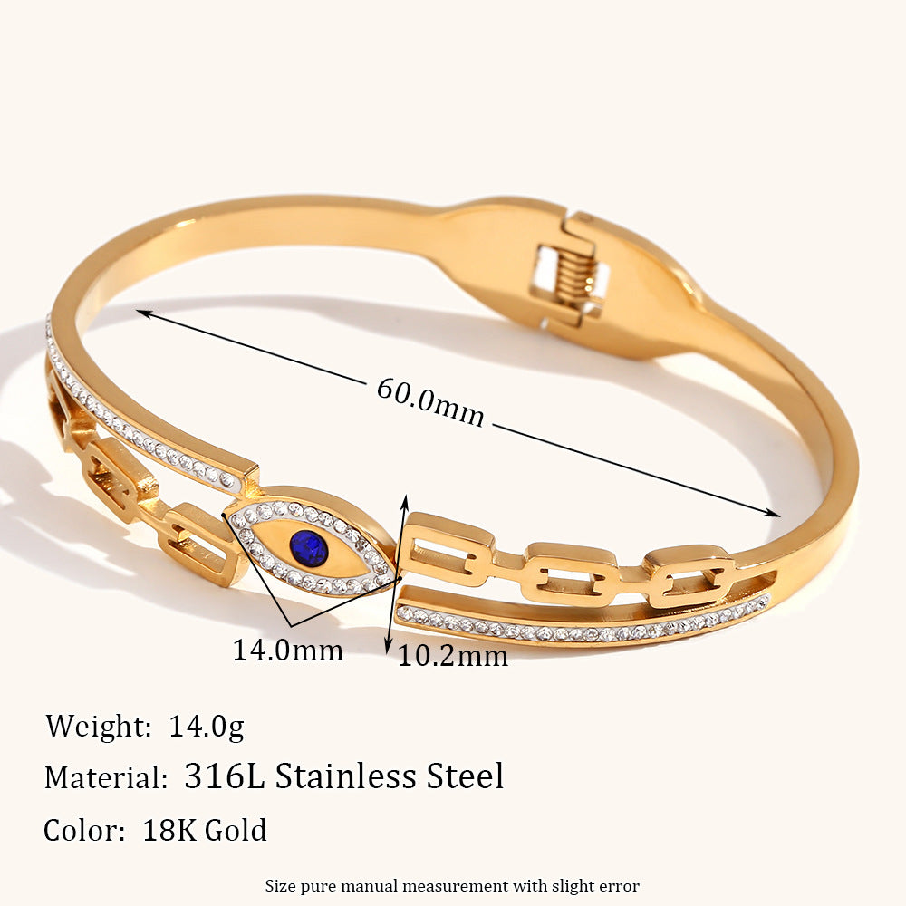 European and American cross-border double-layer cutting chain devil's eye spring buckle bracelet stainless steel gold-plated hand jewelry for women-Mix MIx Style
