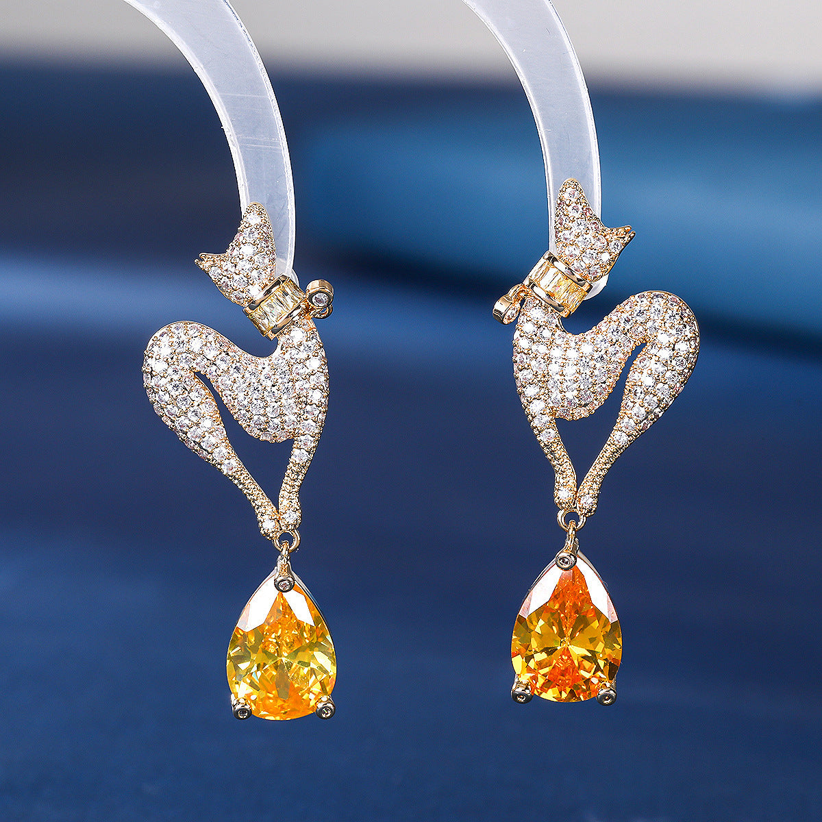 Otina 2021 Animal Full Zirconia S925 Earrings for Women Inlaid with Pink Gemstones Water Drops Luxurious French Design-Mix MIx Style