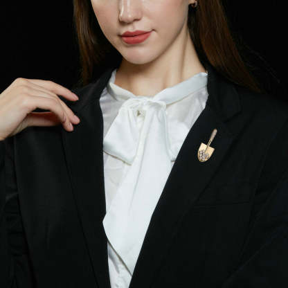 Niche creative design suit jacket accessories cardigan anti-exposure pin unisex gold shovel small brooch-Mix MIx Style