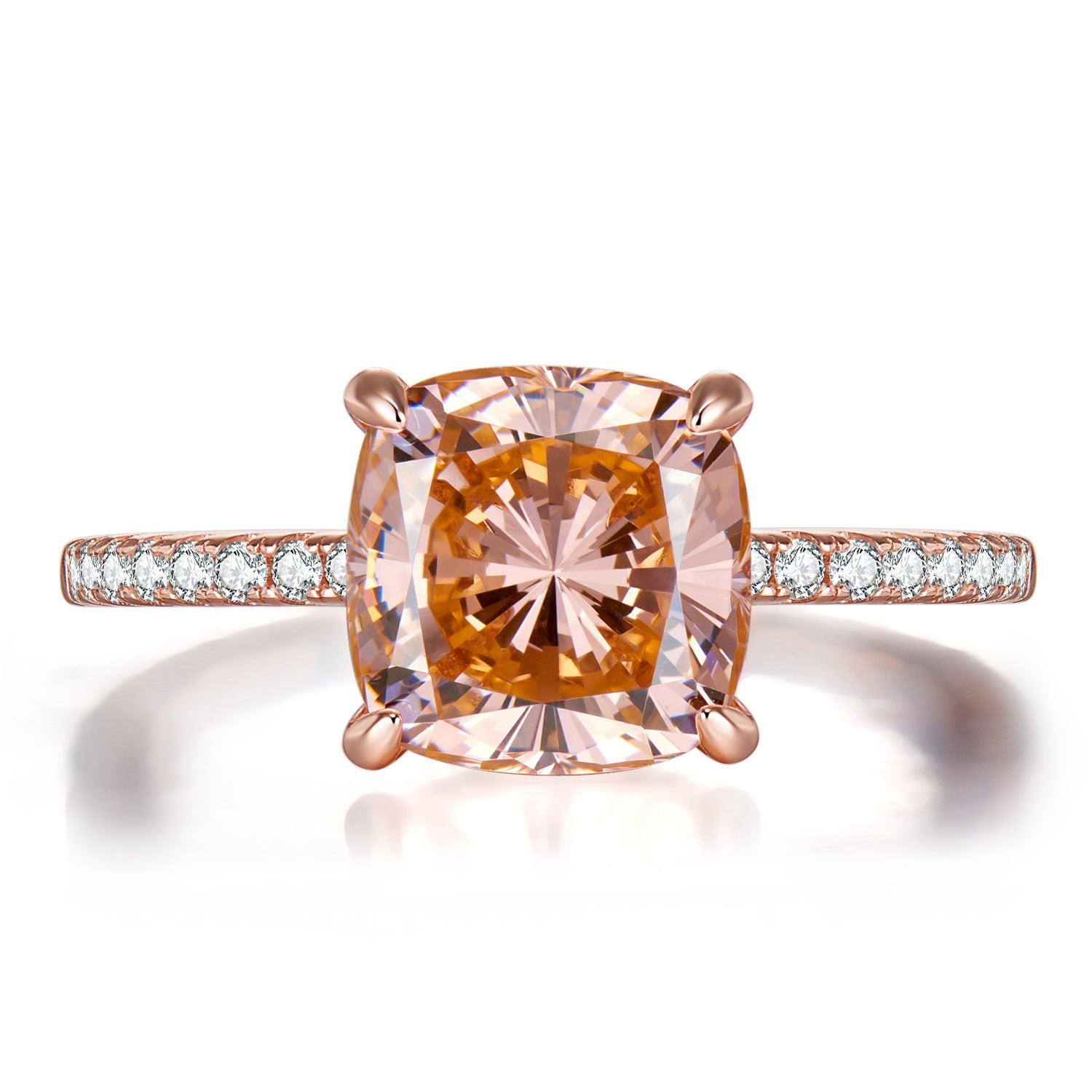 Elegant Dainty Peach Pink Cushion Cut Moissanite Diamonds 3ct 18k White Gold Engagement Ring-Mix MIx Style