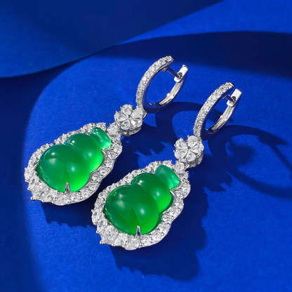 Green Dazzling Trendy Moissanite Diamonds Luxury 18k White Gold Plated Drop Earrings | Mix Mix Style-Mix MIx Style