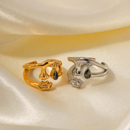 Irregular Natural Gem 18K Gold Plated and Silver Open Ring | Mix Mix Style [Hot Seller]-Mix MIx Style