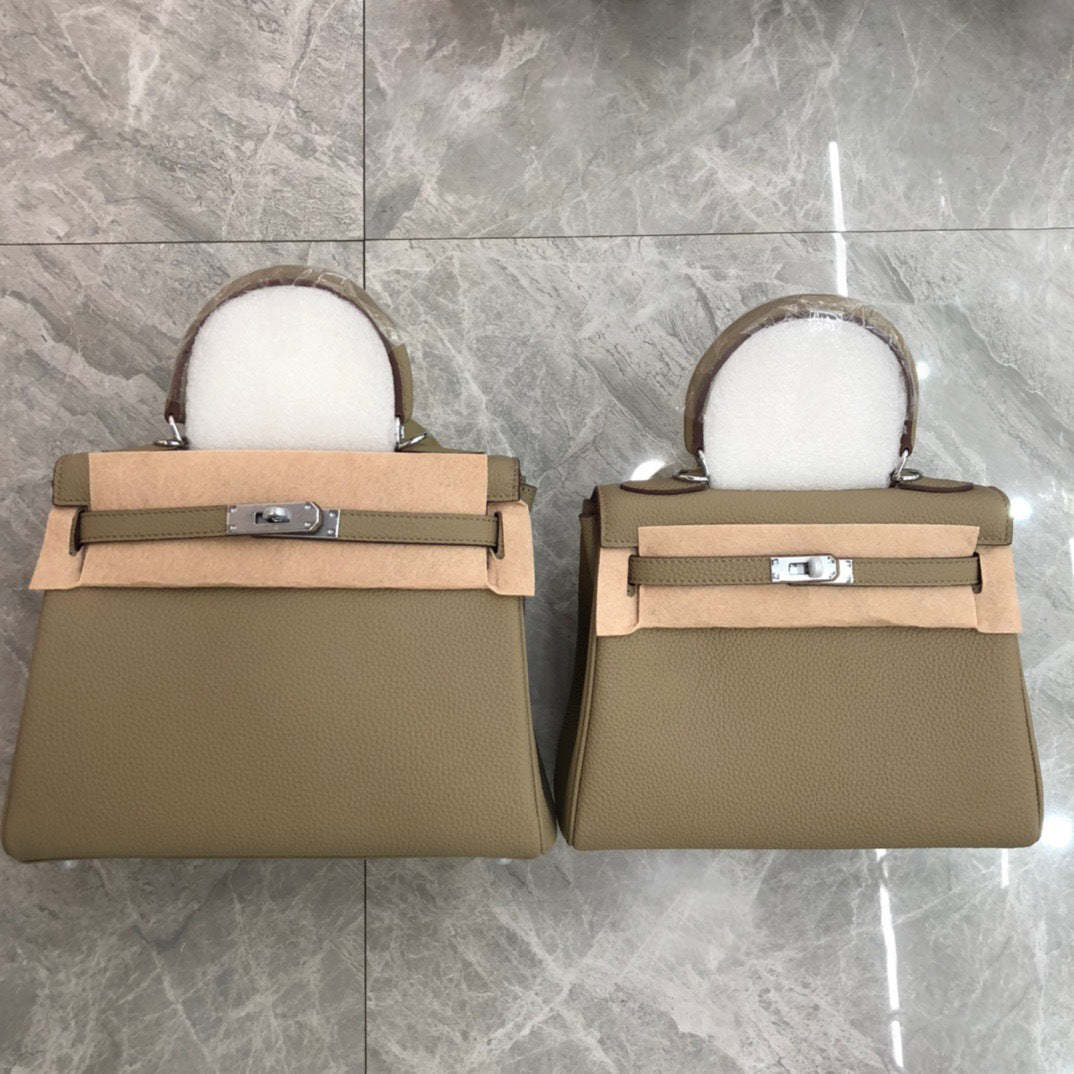 New togo first layer cowhide Kelly bag silver buckle fashion texture handbag atmospheric lady shoulder crossbody women's bag-Mix MIx Style