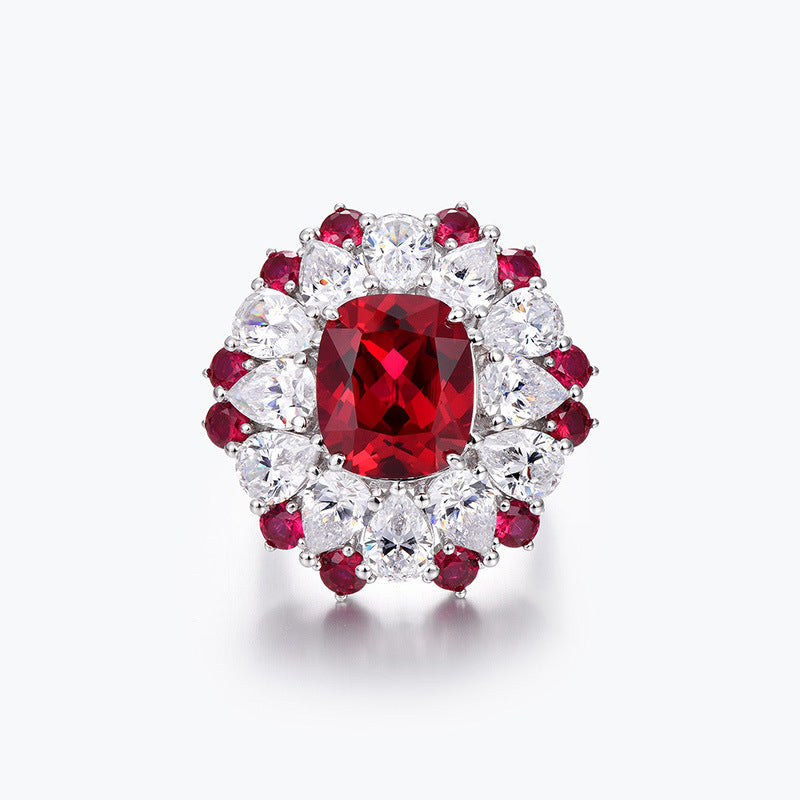 Red Radiant Cut Moissanite Diamond 5ct Luxury 18k White Gold Engagement Ring | Mix Mix Style-Mix MIx Style
