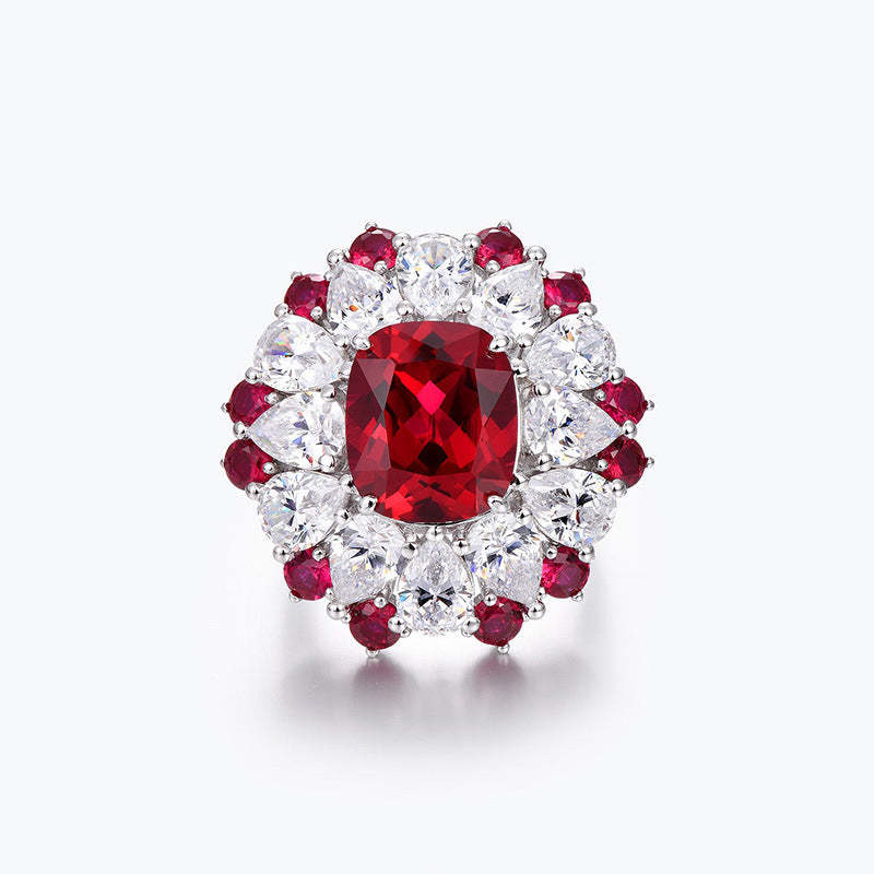 Red Radiant Cut Moissanite Diamond 5ct Luxury 18k White Gold Engagement Ring | Mix Mix Style-Mix MIx Style