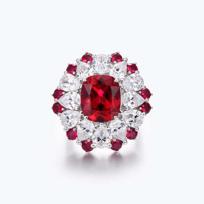 Red Radiant Cut Moissanite Diamond 5ct Luxury 18k White Gold Engagement Ring | Mix Mix Style-Mix MIx Style