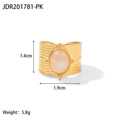 European and American retro stainless steel ring 18k gold plated ring inlaid with malachite jewelry wholesale-Mix MIx Style