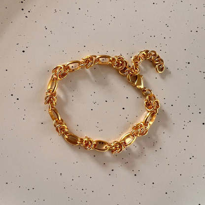 Vintage Retro Minimalist Thick Chain 18k Vermeil Gold Plated Necklace Earring & Ring Jewelry Set | Mix Mix Style-Mix MIx Style