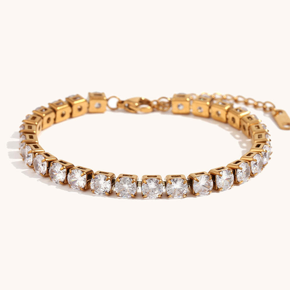 European and American cross-border hot selling fashion light luxury zircon chain bracelet stainless steel plated 18K gold simple hand jewelry-Mix MIx Style