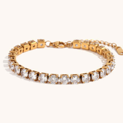 European and American cross-border hot selling fashion light luxury zircon chain bracelet stainless steel plated 18K gold simple hand jewelry-Mix MIx Style