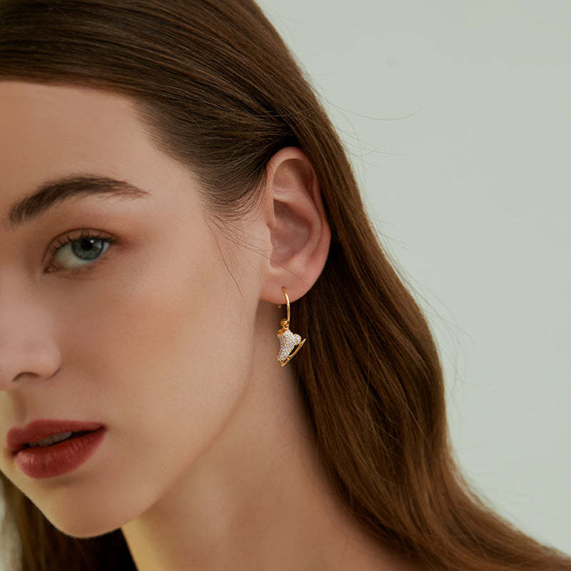 Looking for original ice and snow sterling silver S925 zircon inlaid exquisite personalized skate earrings women's earrings-Mix MIx Style