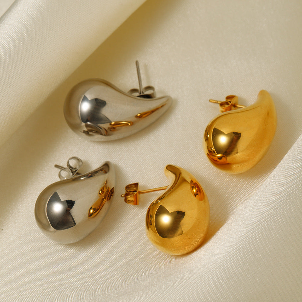 Minimalist Water Drop Shaped Elegant 18k Vermeil/White Gold Plated Stud Earrings | Mix Mix Style-Mix MIx Style