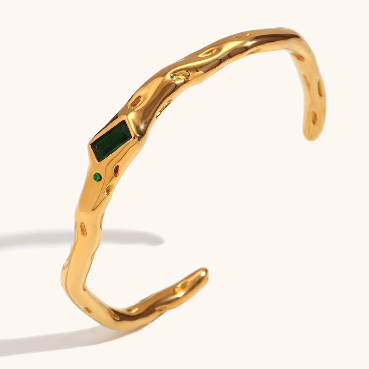 European and American cross-border hot selling open irregular rectangular zircon bracelet stainless steel plated 18K gold hand jewelry female-Mix MIx Style