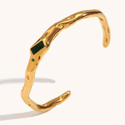 European and American cross-border hot selling open irregular rectangular zircon bracelet stainless steel plated 18K gold hand jewelry female-Mix MIx Style