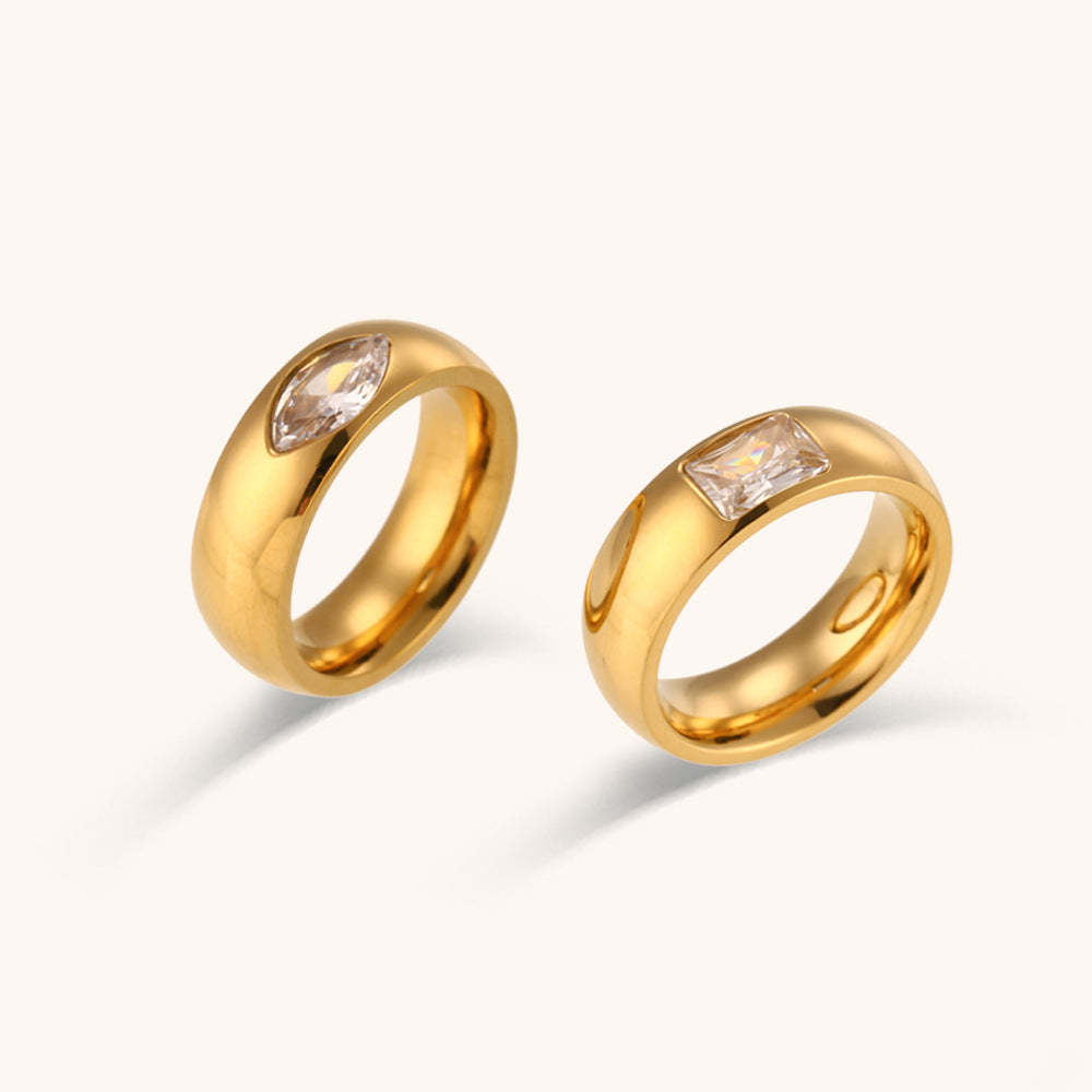 Antique Differents Styles Retro Thick White Diamonds Elegant Luxury 18k Vermeil Gold Plated Ring Jewelry | Mix Mix Style-Mix MIx Style