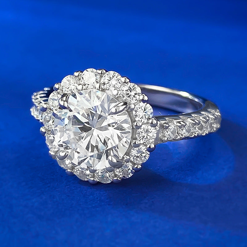 White Round Cut Moissanite Diamond 3ct 18k White Gold Luxury Engagement Ring | Mix Mix Style-Mix MIx Style