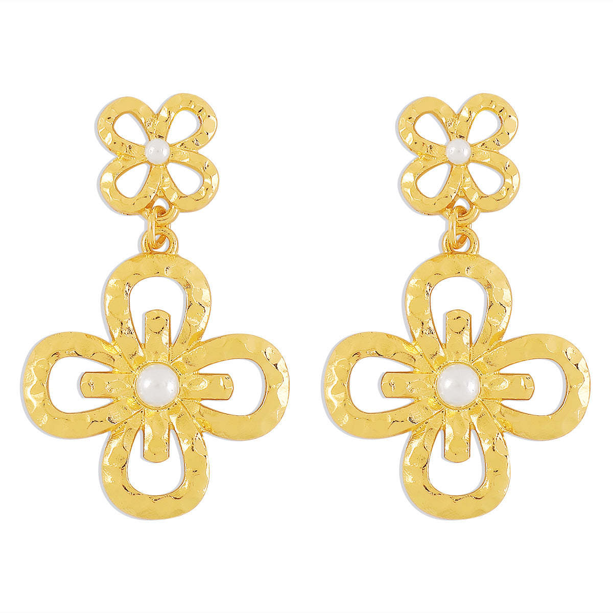 Golden Black Vintage Pendant Akoya Pearl Flower 18k Vermeil Gold Plated Drop Earring Jewelry | Mix Mix Style-Mix MIx Style
