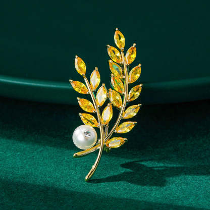 Korean version of high-end leaf pearl brooch for women ins trendy personality versatile corsage suit coat pin manufacturer wholesale-Mix MIx Style