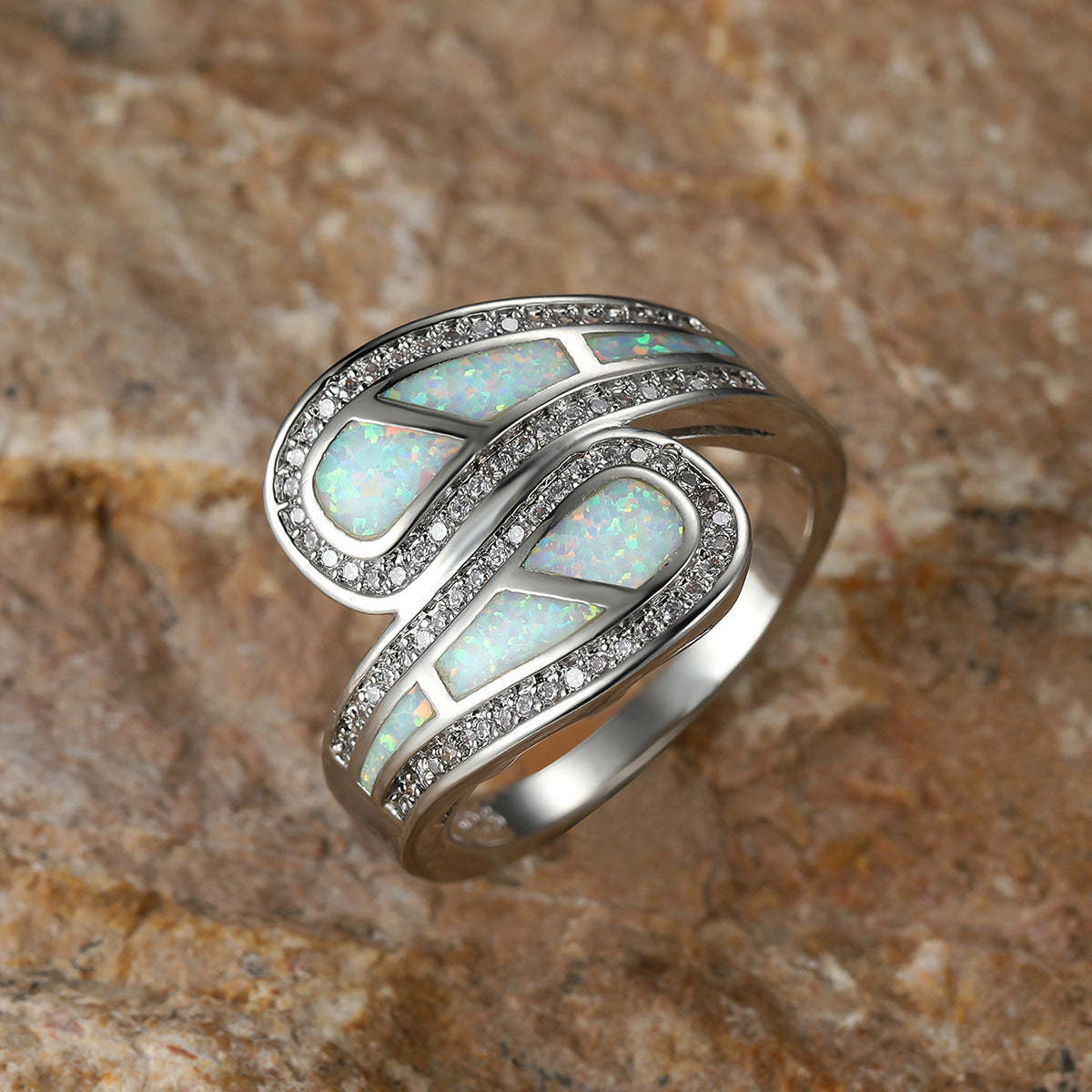 Retro Sea Blue Timeless White Gold Plated Vintage Chunky Ring | Mix Mi