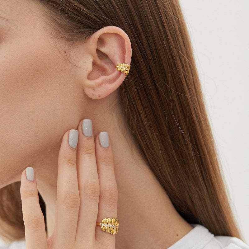 Looking for Jinghu sterling silver S925 to pay tribute to Dongshan Kaiyi's beautiful lake and tree shadows, light luxury French ear cuff earrings-Mix MIx Style
