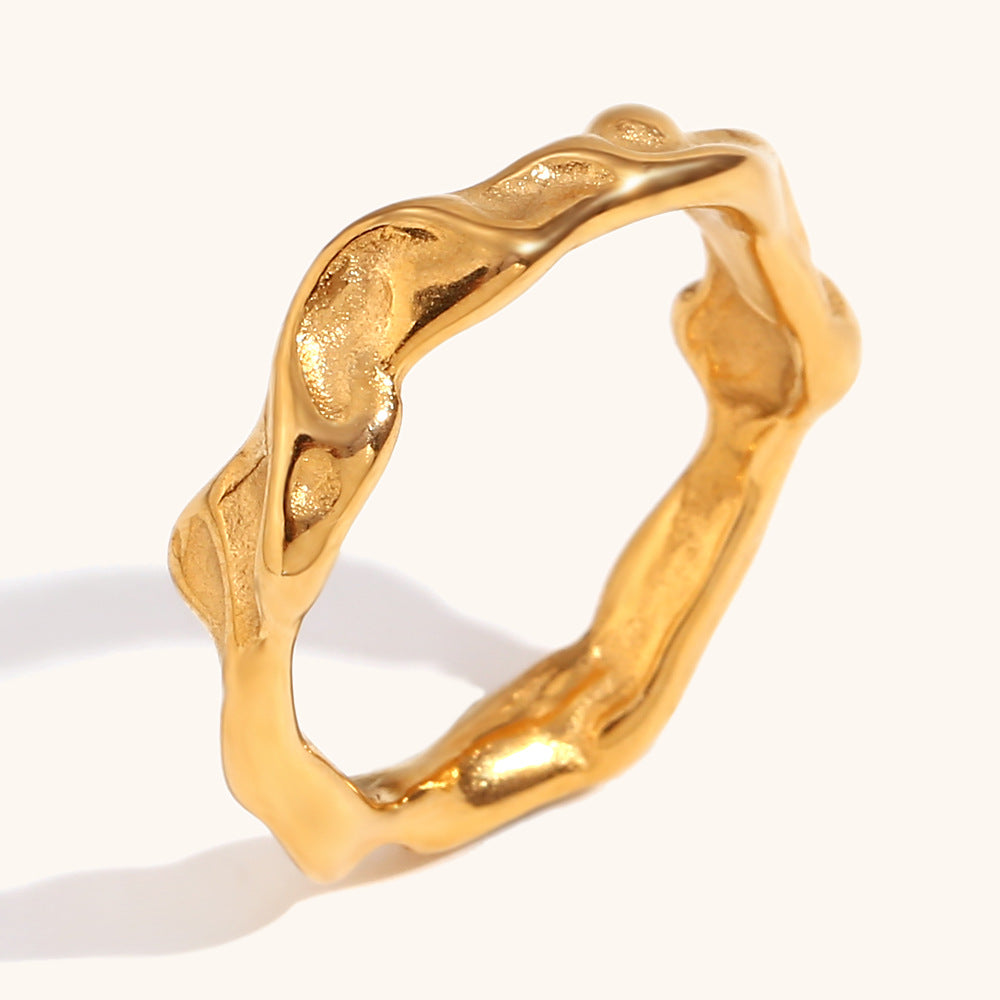 Irregular Minimalist Vintage Classic Elegant Dainty Solid 18k Vermeil Gold Plated Ring Jewelry | Mix Mix Style-Mix MIx Style