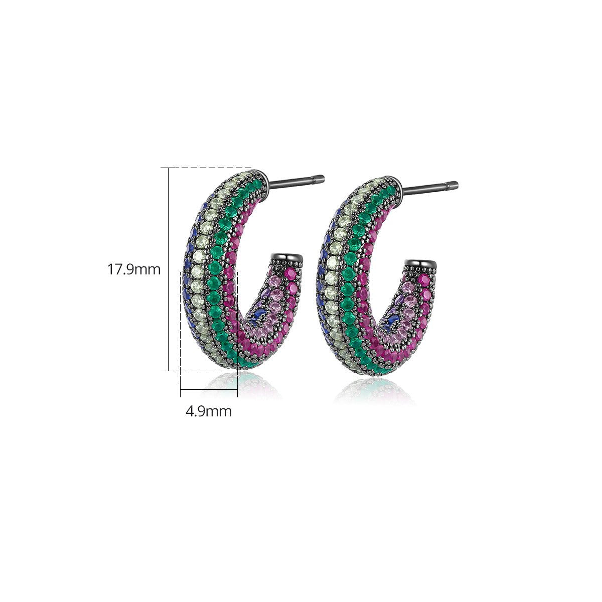 Multicolor Dazzling Moissanite Diamonds Luxury 18k White Gold Plated Vintage Retro Hoop Earrings | Mix Mix Style-Mix MIx Style