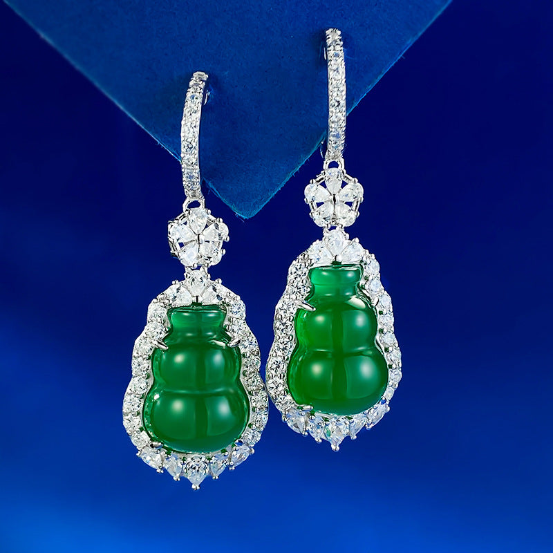 Green Dazzling Trendy Moissanite Diamonds Luxury 18k White Gold Plated Drop Earrings | Mix Mix Style-Mix MIx Style