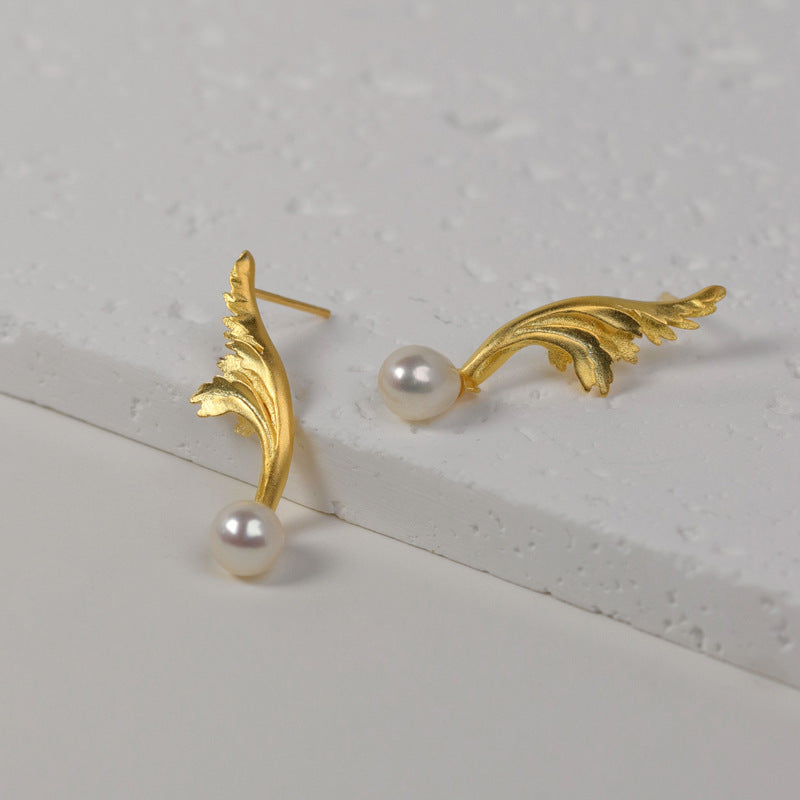Irregular Timeless White Akoya Pearl Elegant 18k White/Vermeil Gold Plated Drop Earrings | Mix Mix Style-Mix MIx Style