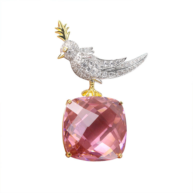 2021 autumn and winter new cross-border fashion bird brooch micro-embedded gold-plated lovebird coat pin accessories for men and women-Mix MIx Style