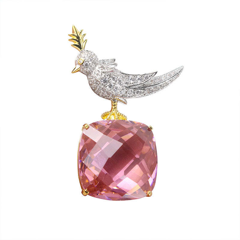 2021 autumn and winter new cross-border fashion bird brooch micro-embedded gold-plated lovebird coat pin accessories for men and women-Mix MIx Style