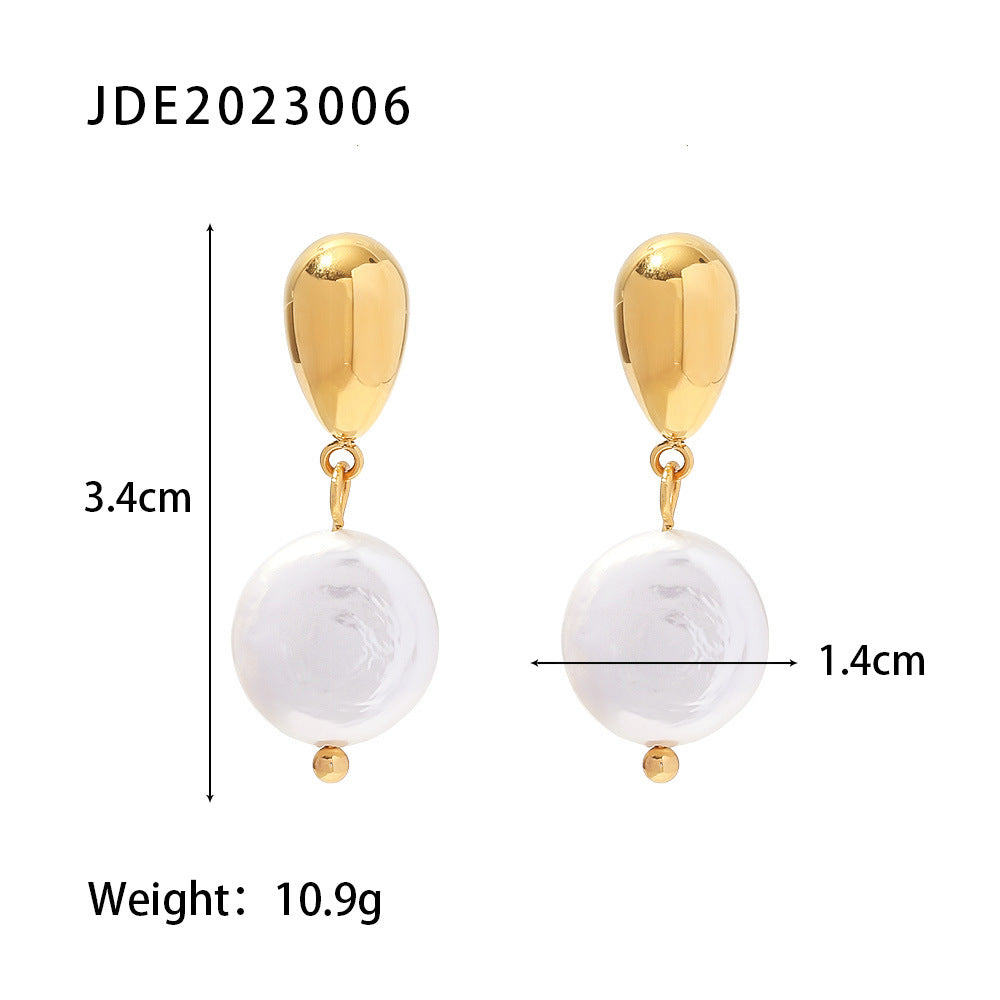 Minimalist Timeless White Mabe Pearl 18k Vermeil Gold Plated Drop Earrings | Mix Mix Style-Mix MIx Style