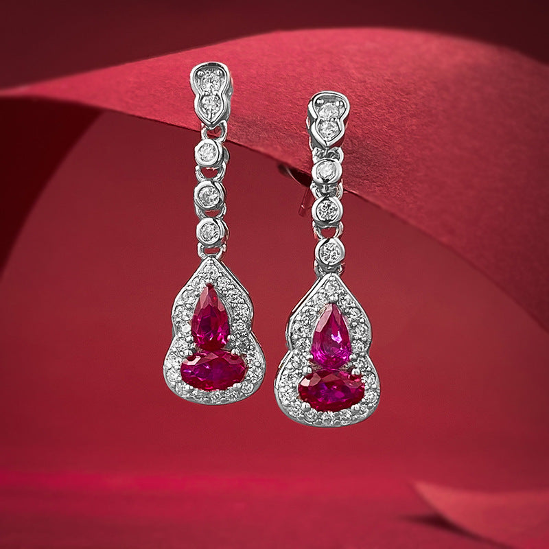 Pink Chain Dazzling Pear Cut Moissanite Diamonds Luxury 18k White Gold Plated Drop Earrings | Mix Mix Style-Mix MIx Style