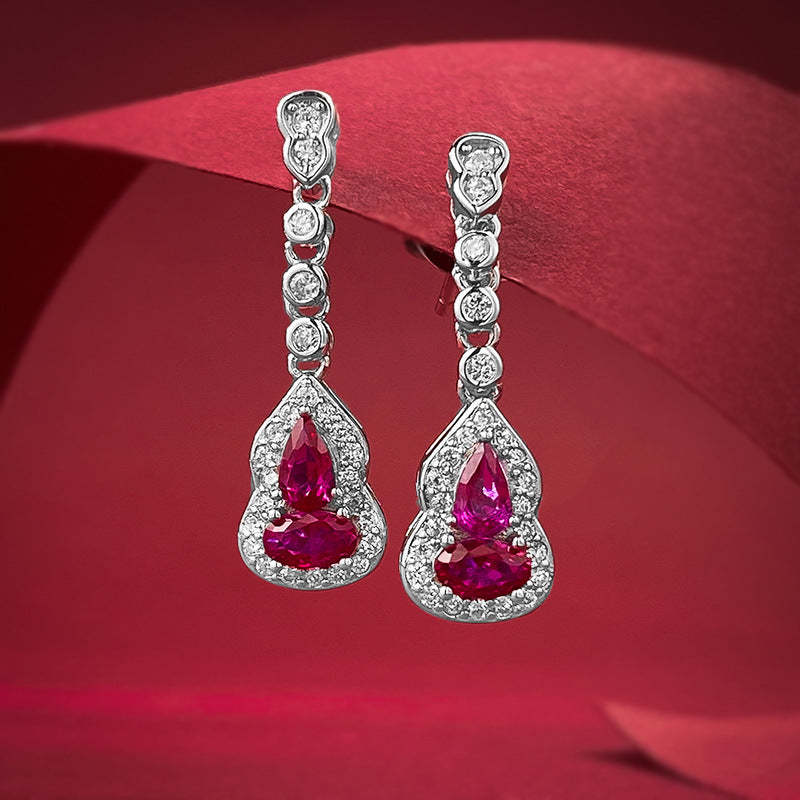 Pink Chain Dazzling Pear Cut Moissanite Diamonds Luxury 18k White Gold Plated Drop Earrings | Mix Mix Style-Mix MIx Style