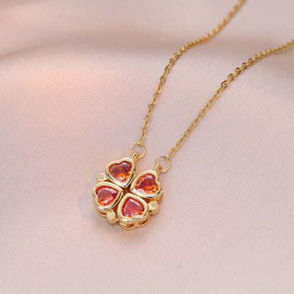 Colored gemstones necklace four-leaf flower necklace Mix Mix Style [Hot Seller]-Mix MIx Style
