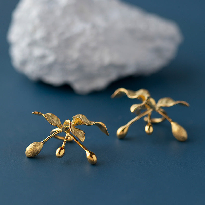 One of the original flower and bird albums, sterling silver S925 beautiful antique flower and grass ear cuff without piercing earrings-Mix MIx Style