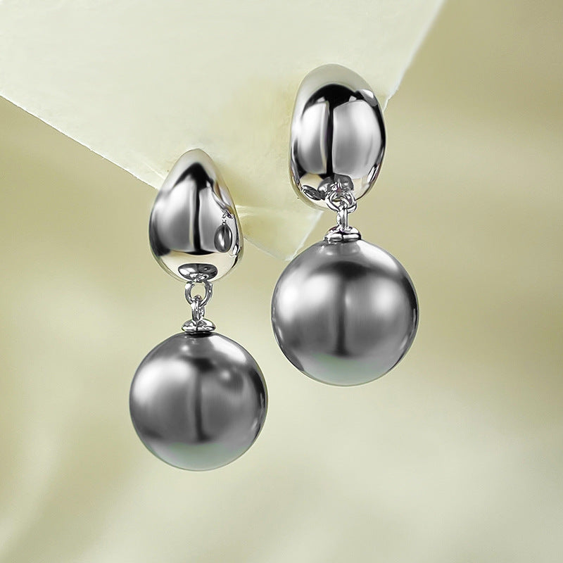 Mujing Jewelry S925 Silver Gold Surface Seiko Inlaid Pearl 12mm Shell Pearl Earrings European and American Fashion Simple Earrings-Mix MIx Style