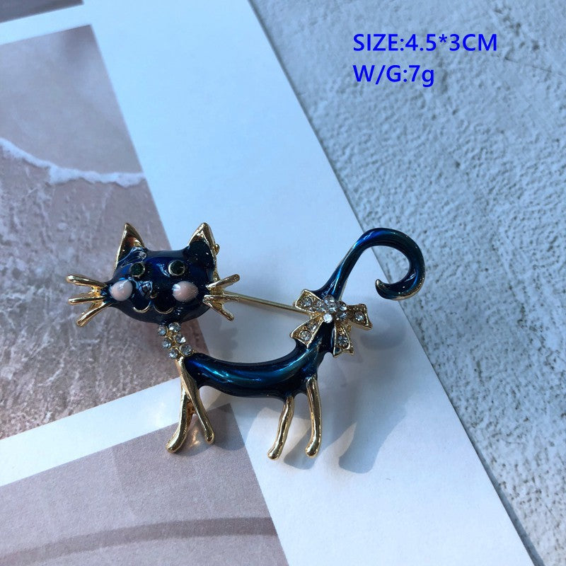 Cute colorful  diamond pearl elegant  glaze pin brooch bird, cat, elephant, dragonfly | Mix Mix Style [Hot Seller]-Mix MIx Style