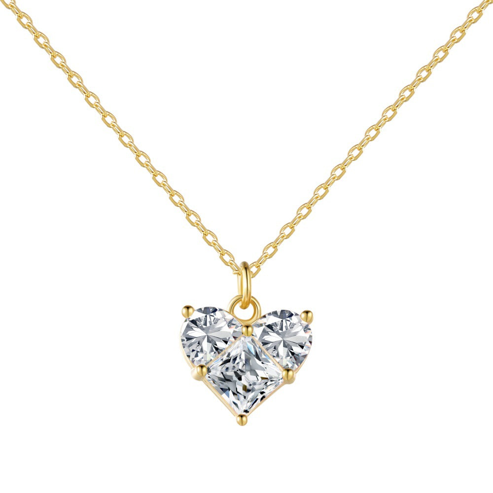 18k White Gold Plated, Moissanite Diamond  Hart-Shaped Necklace For Women-Mix MIx Style