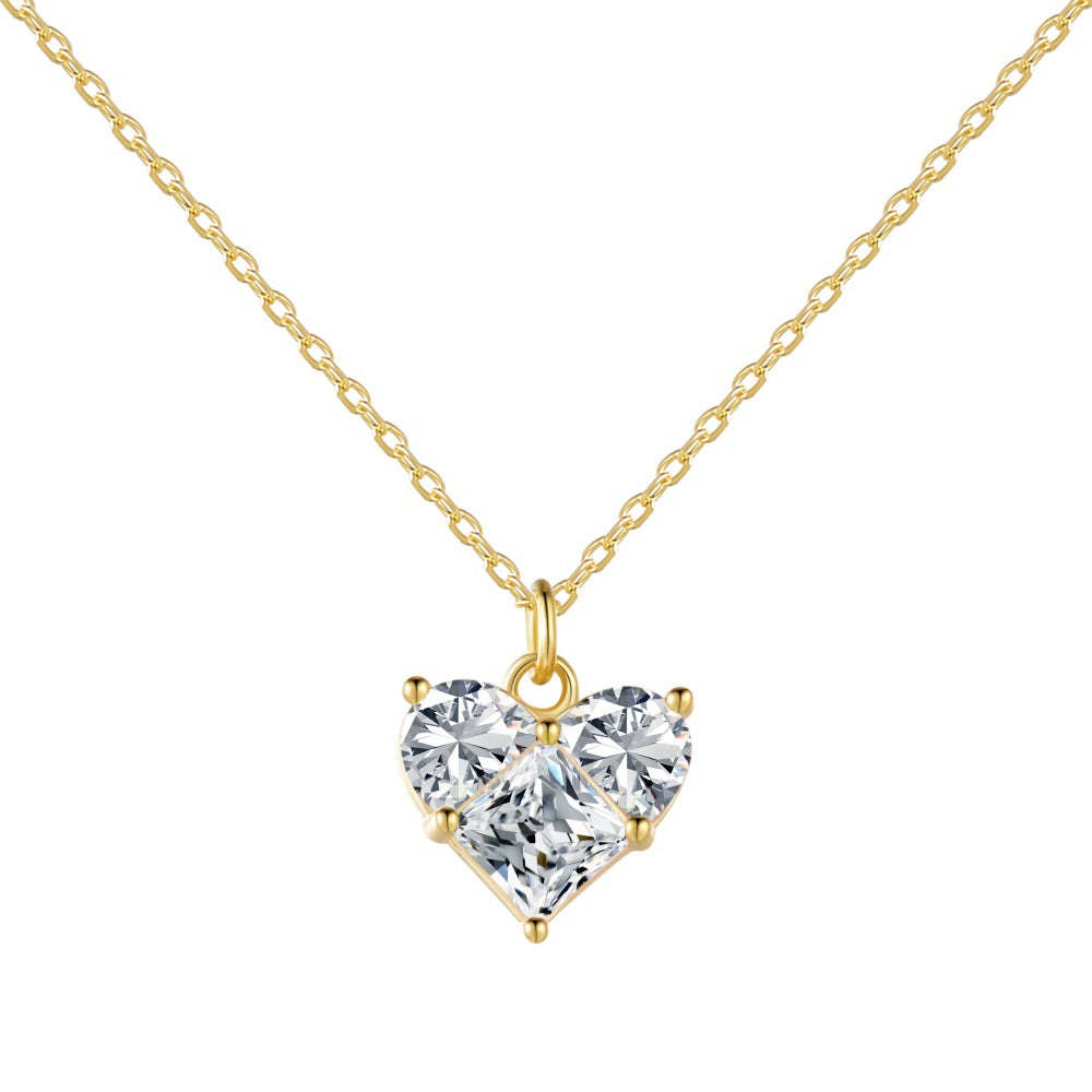 18k White Gold Plated, Moissanite Diamond  Hart-Shaped Necklace For Women-Mix MIx Style