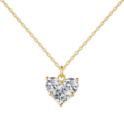 18k White Gold Plated, Moissanite Diamond  Hart-Shaped Necklace For Women-Mix MIx Style