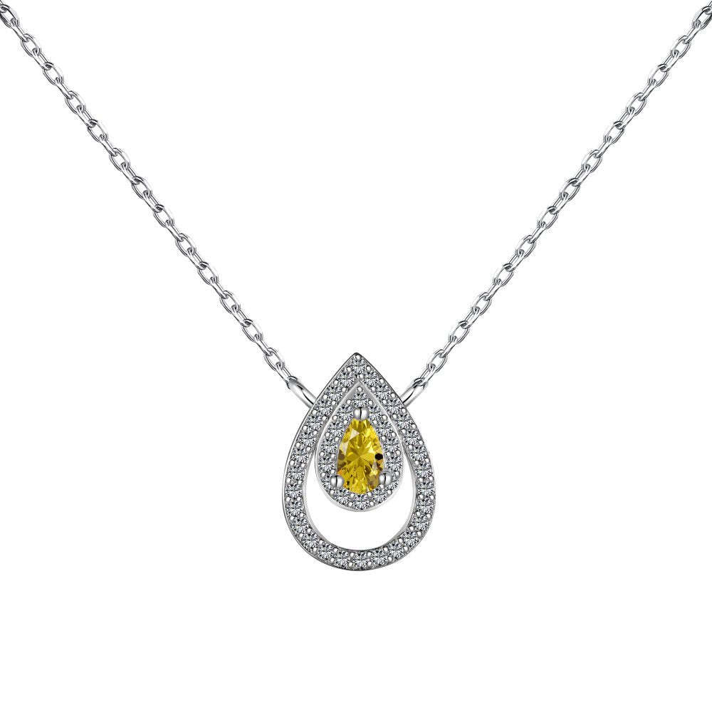 Linlang Jewelry Water Drop Pear Shape Three-piece Set S925 Sterling Silver Colored Gemstone Jewelry Set Wholesale European and American Cross-border Silver Jewelry-Mix MIx Style