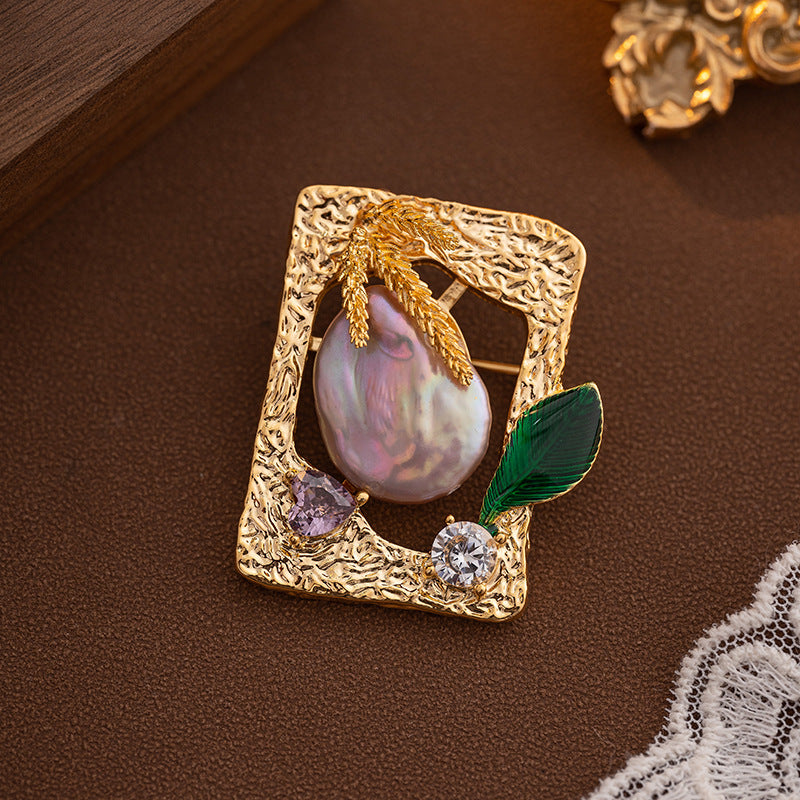Natural pearl brooch female fritillary flowers fresh pastoral style 2024 spring and summer corsage high-end temperament clothing-Mix MIx Style