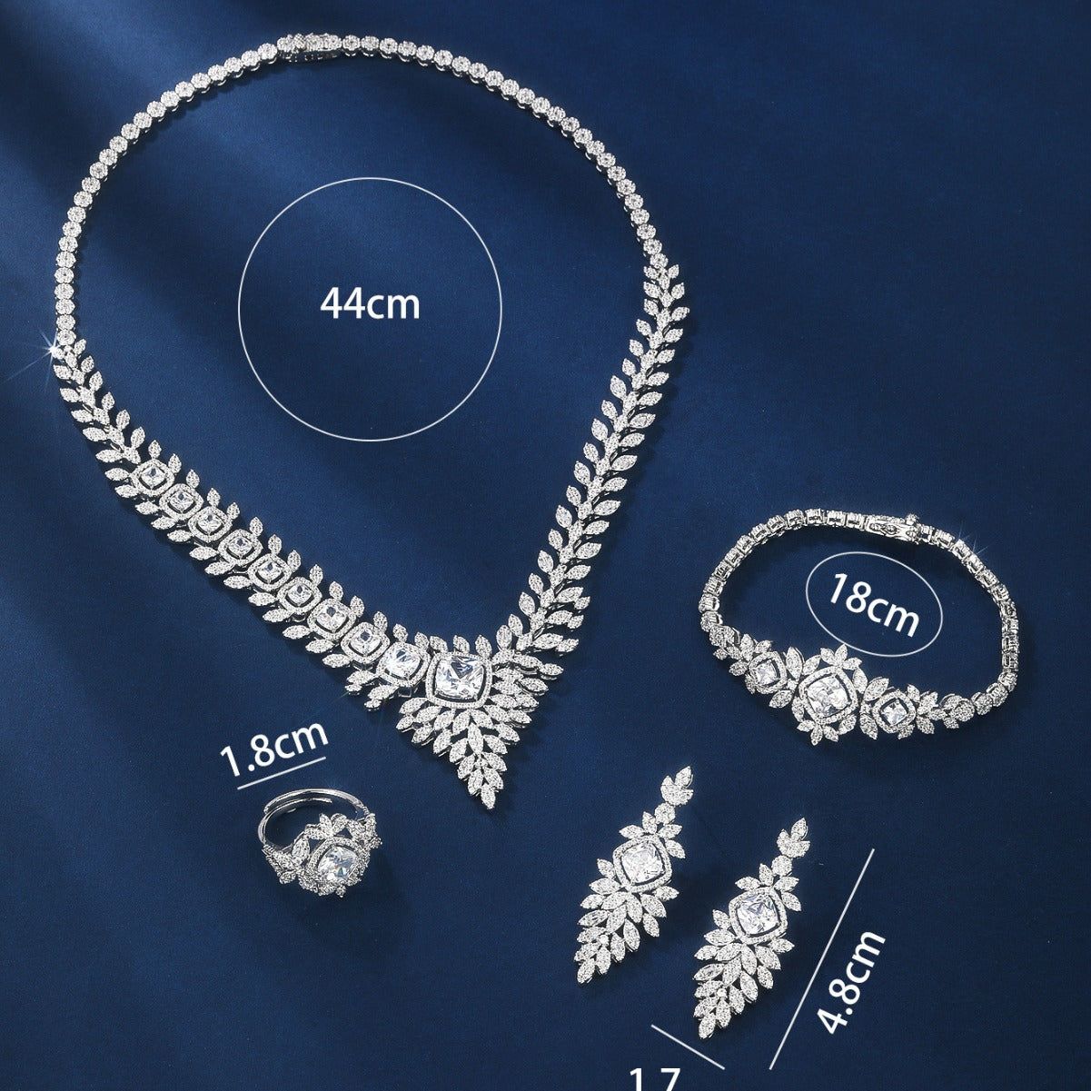 Wedding language European and American exaggerated luxury temperament full diamond bridal wedding suit fashionable rhinestone shiny four-piece jewelry-Mix MIx Style